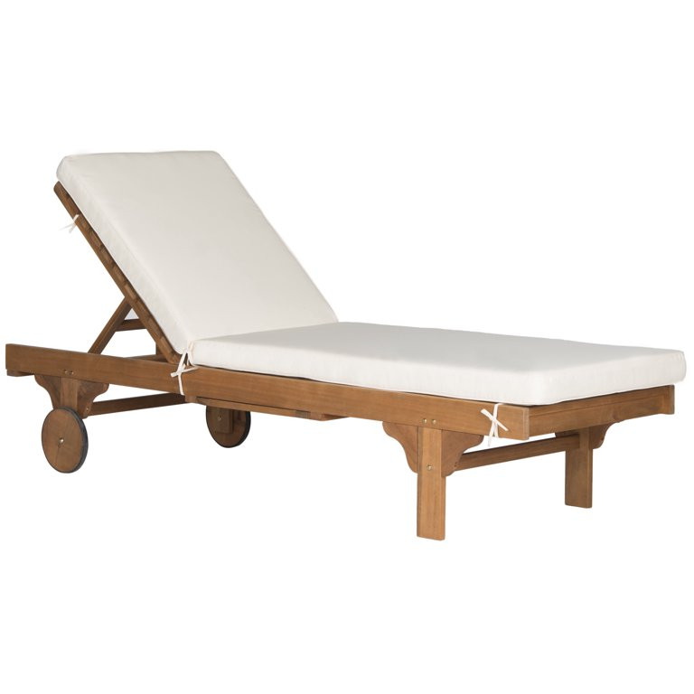 SAFAVIEH Outdoor Collection Newport Chaise Chair & Side Table Natural/Beige | Walmart (US)