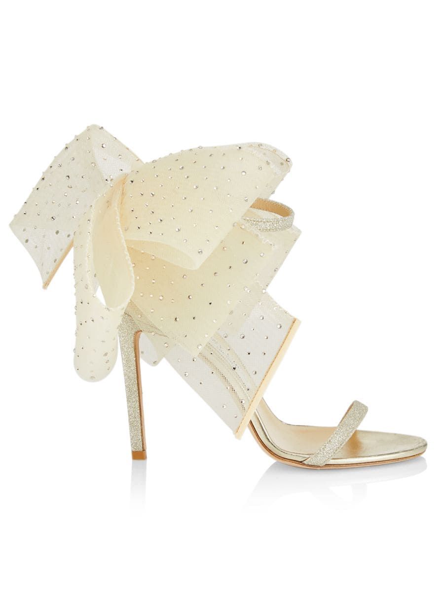 Aveline 100MM Hotfix Tulle Bow Sandals | Saks Fifth Avenue