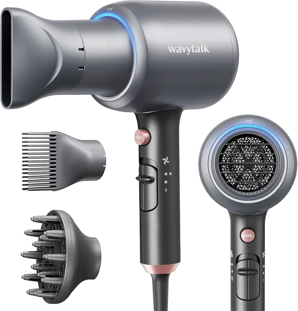 Wavytalk Ionic Hair Blow Dryer with Diffuser for Curly Hair Professional Salon Attachment Diffuse... | Amazon (US)