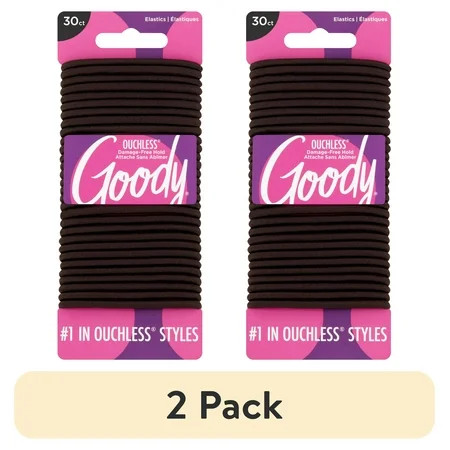 (2 pack) Goody Ouchless® Brown Hair Elastics, No Metal Gentle Hair Ties, 30 Ct | Walmart (US)