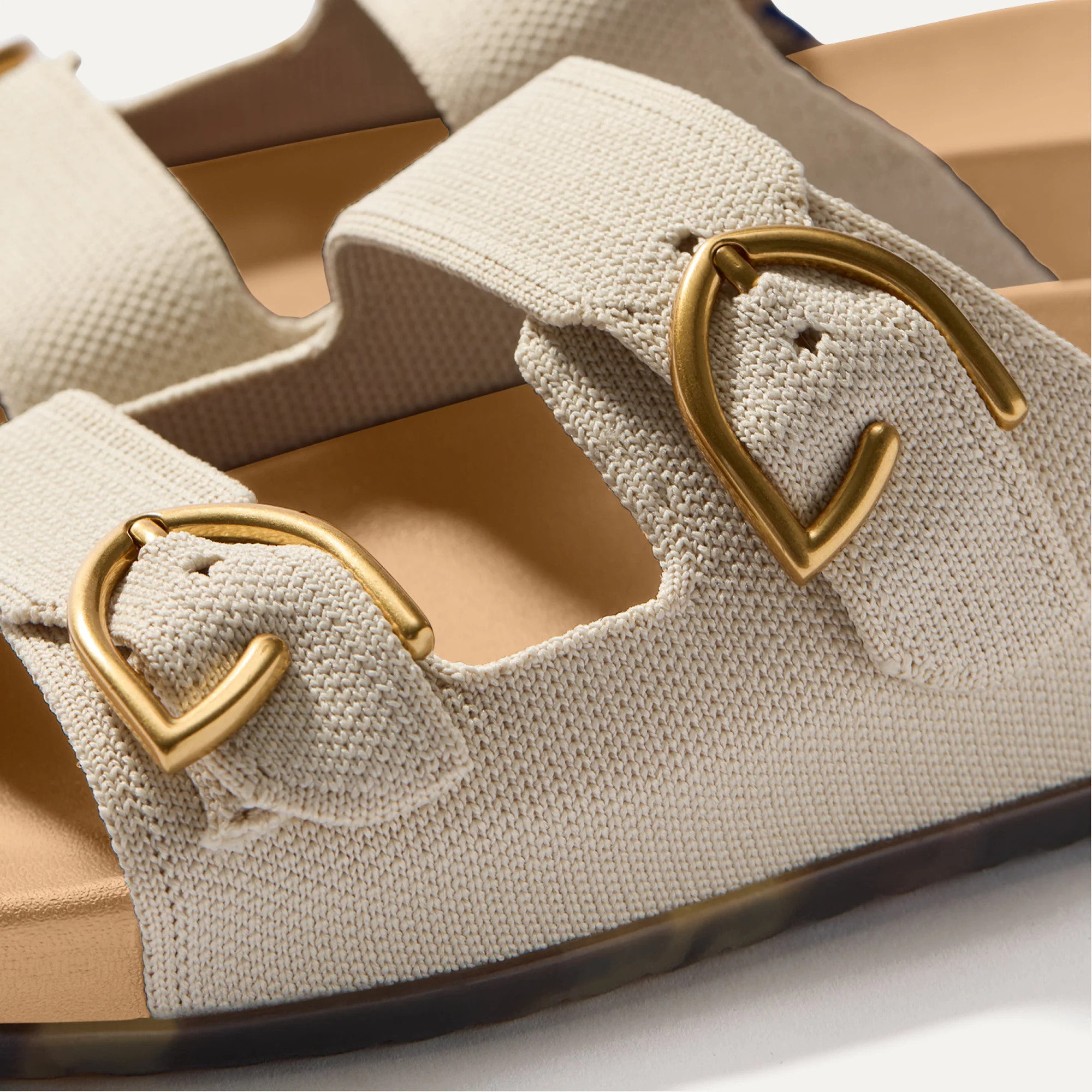 The Buckle Slide in Eyelet Wheat | Women's Sandals | Rothy's | Rothy's