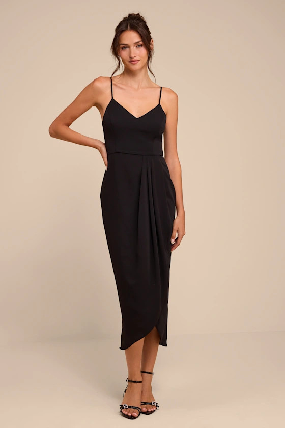 Reinette Black Midi Dress | Lulus
