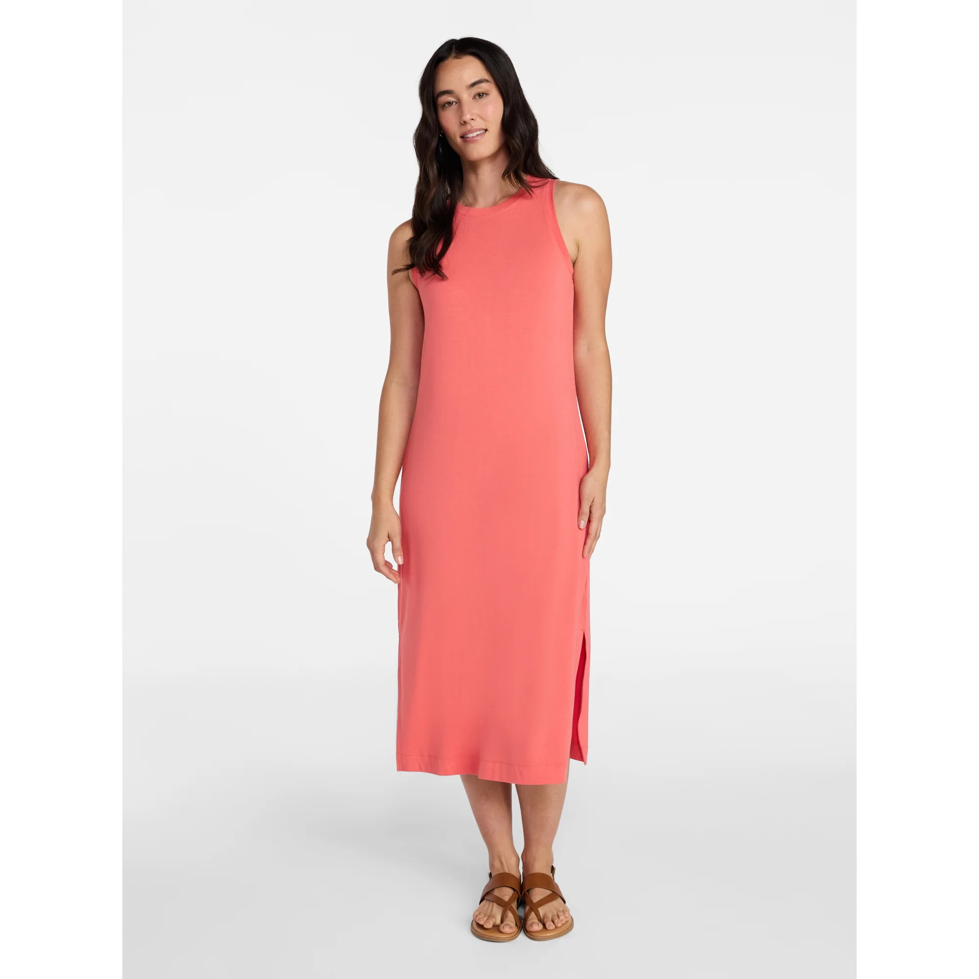 Time and Tru Women's Sleeveless Midi Column Dress, Sizes XS-XXXL | Walmart (US)