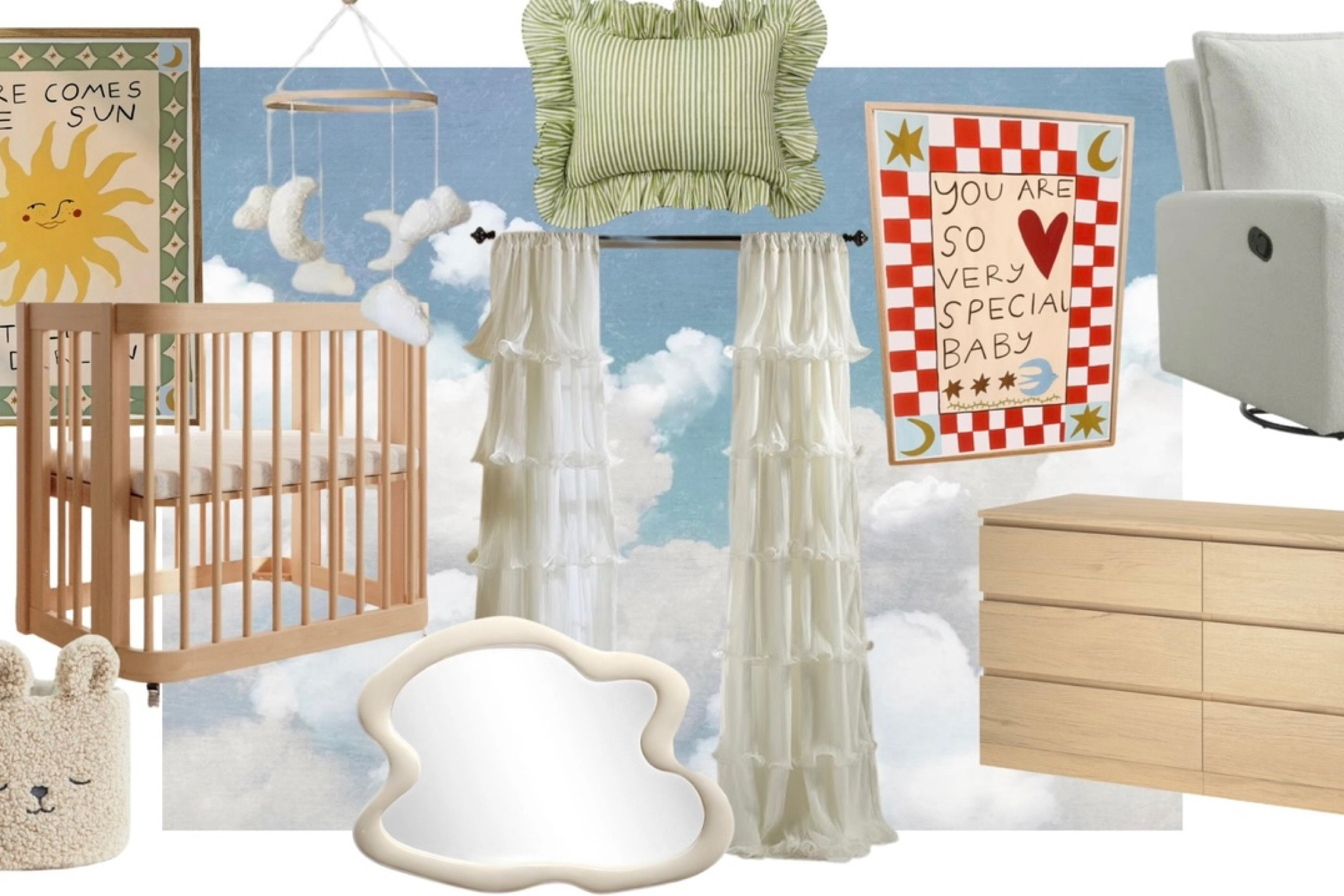 moodboard for my baby girls sky nursery the vibes were whimsical feminine & fun

#LTKBump #LTKBaby