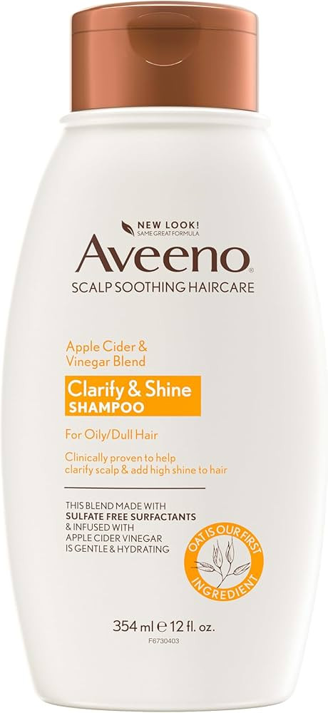 Aveeno Apple Cider Vinegar Clarifying Shampoo, Shine Enhancing, 12 fl oz | Amazon (US)