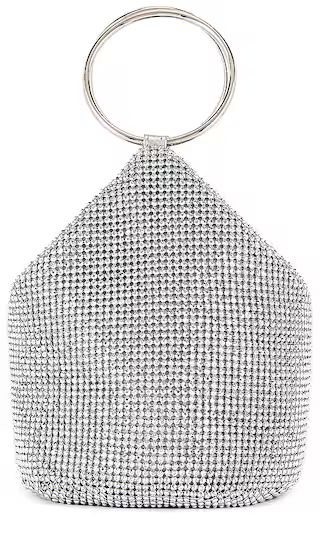Ellie Crystal Mesh Ring Handle Bag in Silver | Revolve Clothing (Global)