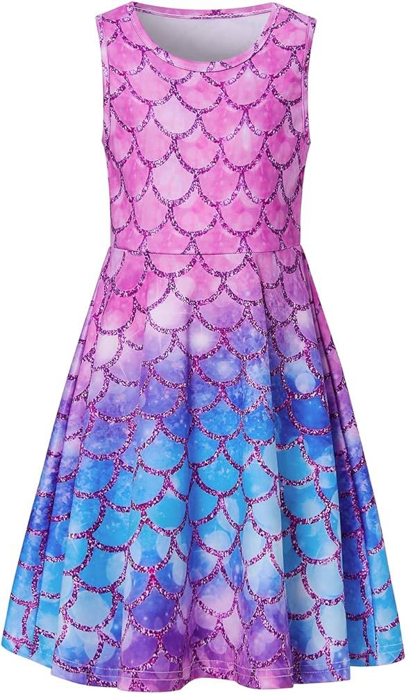 Amazon.com: Funnycokid Girls Mermaid Dress Sleeveless Birthday Party Dresses Purple 6-7 Years: Cl... | Amazon (US)