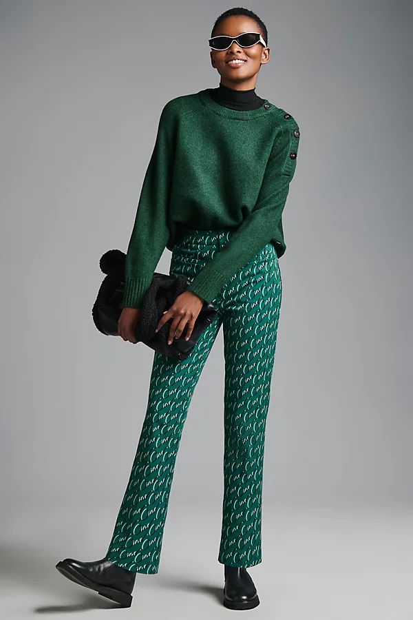 Maeve Essential High-Rise Kick-Flare Pants By Maeve in Green Size 14 | Anthropologie (US)
