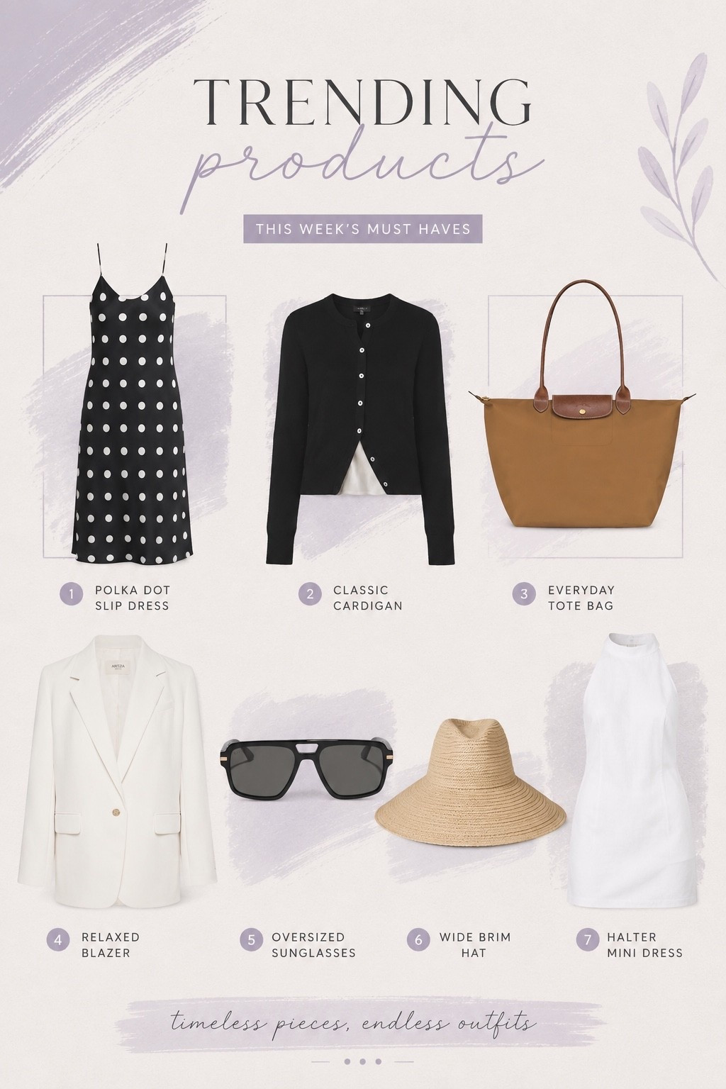 This week’s trending finds that are worth adding to your wardrobe. From the perfect polka dot slip dress and white halter mini dress to a classic white blazer, everyday cardigan, oversized tote, statement sunglasses, and a chic straw hat, these are timeless pieces you’ll reach for all season. Perfect for vacation outfits, summer style, workwear, brunch, travel, and everyday outfits.

[LTK fashion, trending fashion, summer outfits, vacation outfits, European summer outfits, old money aesthetic, capsule wardrobe, elevated basics, white blazer, black cardigan, polka dot dress, slip dress, white mini dress, halter dress, tote bag, oversized sunglasses, straw hat, resort wear, travel outfits, chic style, minimalist fashion, everyday outfits, work outfit, brunch outfit, date night outfit]

#LTKOver40 #LTKTravel