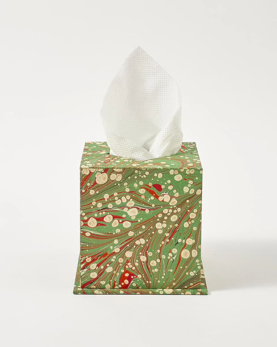 Marbled Tissue Box Cover, Green | Cabana Magazine