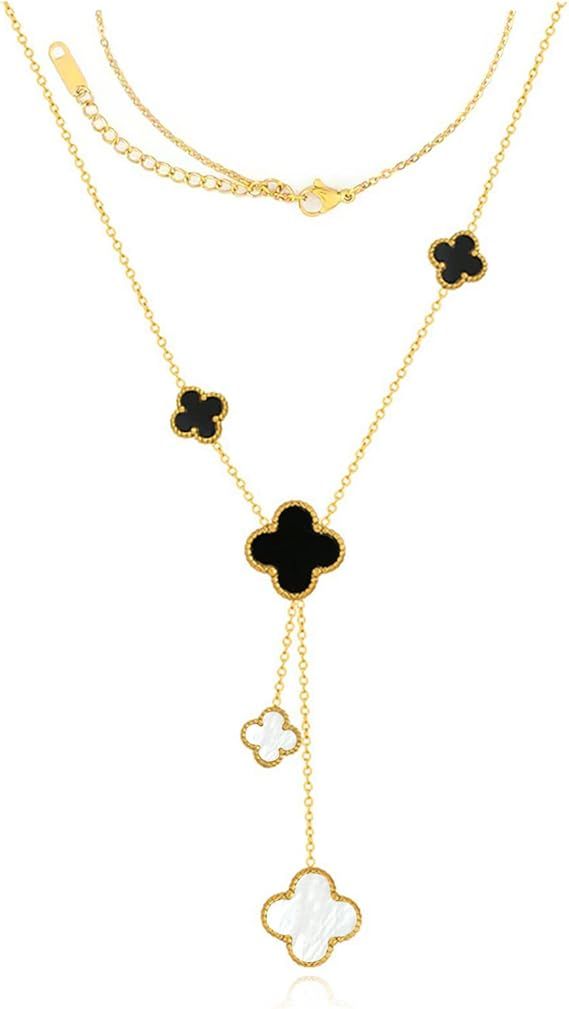 SUTRUGS Lucky Four Leaf Clover Necklaces for Women Girls, 18K Gold Plated Shell Womens Necklaces ... | Amazon (US)