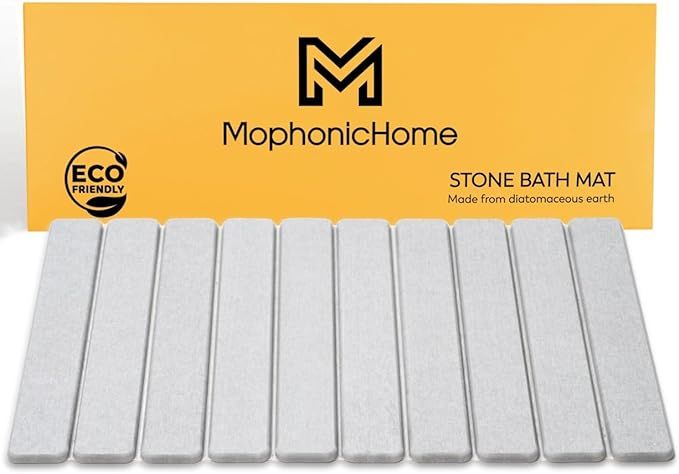 Stone Bath Mat, Diatomaceous Earth Shower Mat, Non-Slip Super Absorbent Quick Drying Bathroom Flo... | Amazon (US)