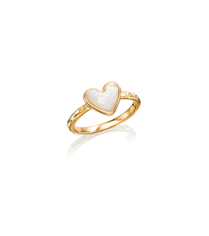 White Quartz Heart Ring (Gold) | Abbott Lyon