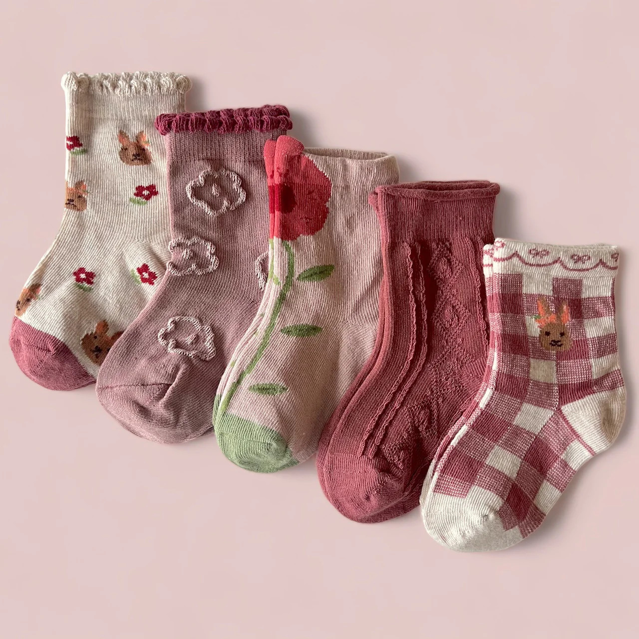 5-Pack Socks, Spring Bunny | SpearmintLOVE