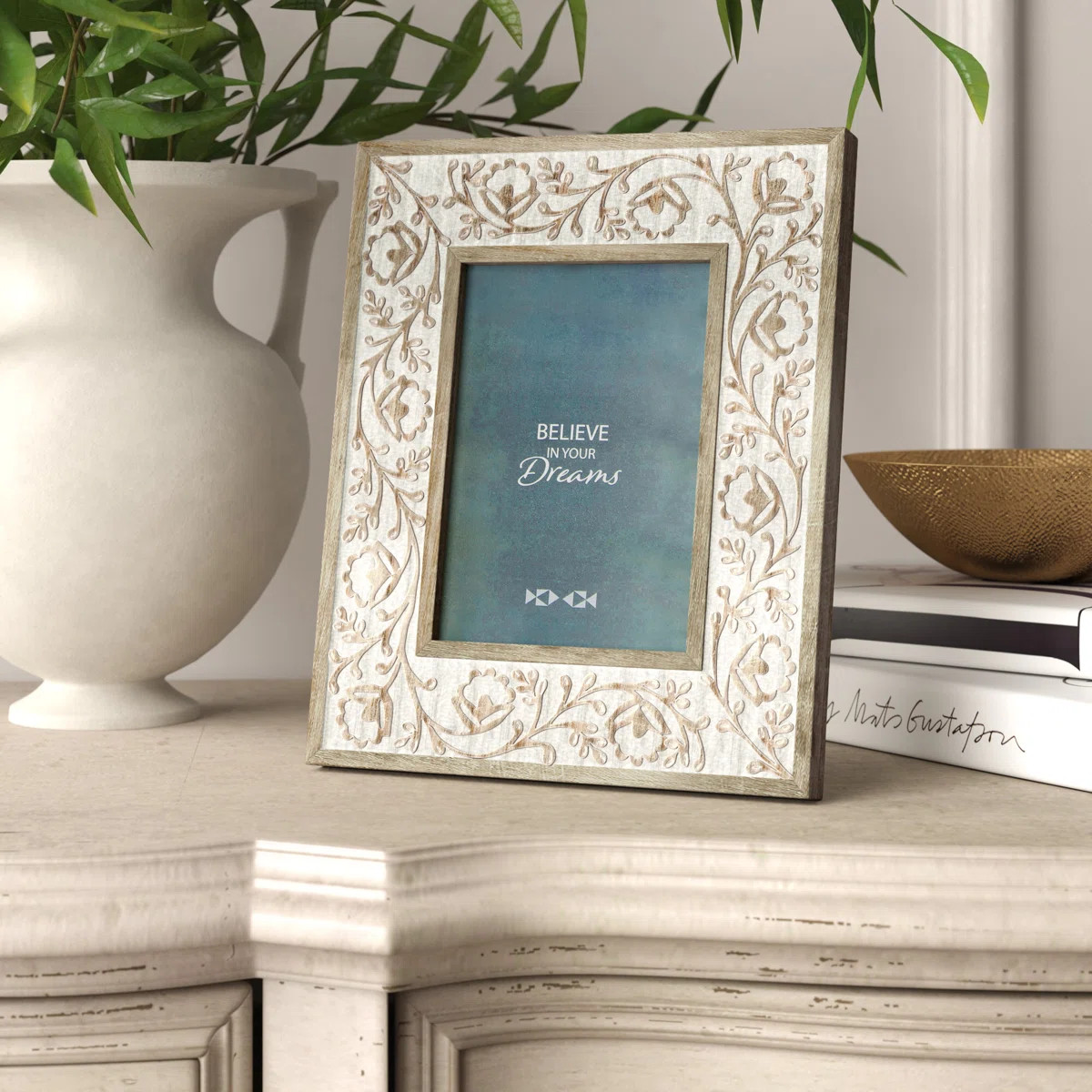 Lille Beige Wood Embossed Picture Frame | Wayfair North America