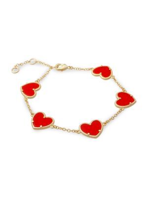 Heart 14K Goldplated & Synthetic Coral Bracelet | Saks Fifth Avenue OFF 5TH