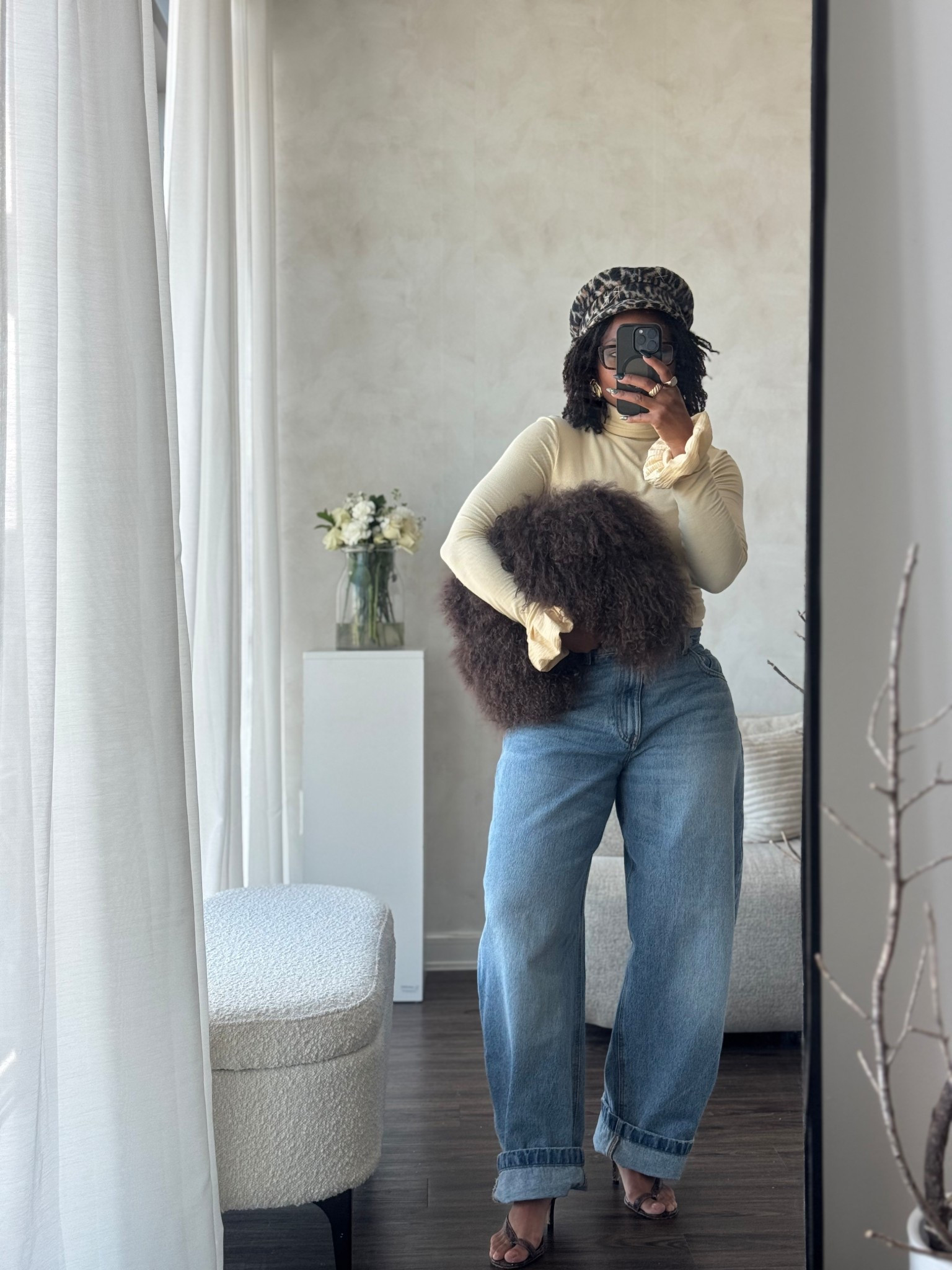 A Thanksgiving Lewk or whatever . These @bykahlana mid-rise vintage wash Barrel Jeans are officially my favorite jeans that I own. 

Hat: @ruslanbaginskiy_hats 
Blouse: @thelinebyk 

#LTKFindsUnder100 #LTKHoliday #LTKMidsize
