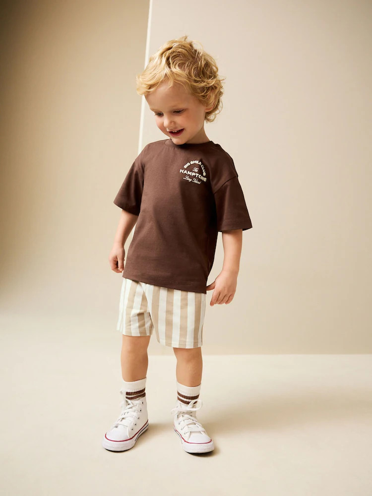 Cement/Ecru Stripe Jersey Shorts (3mths-7yrs) | Next US