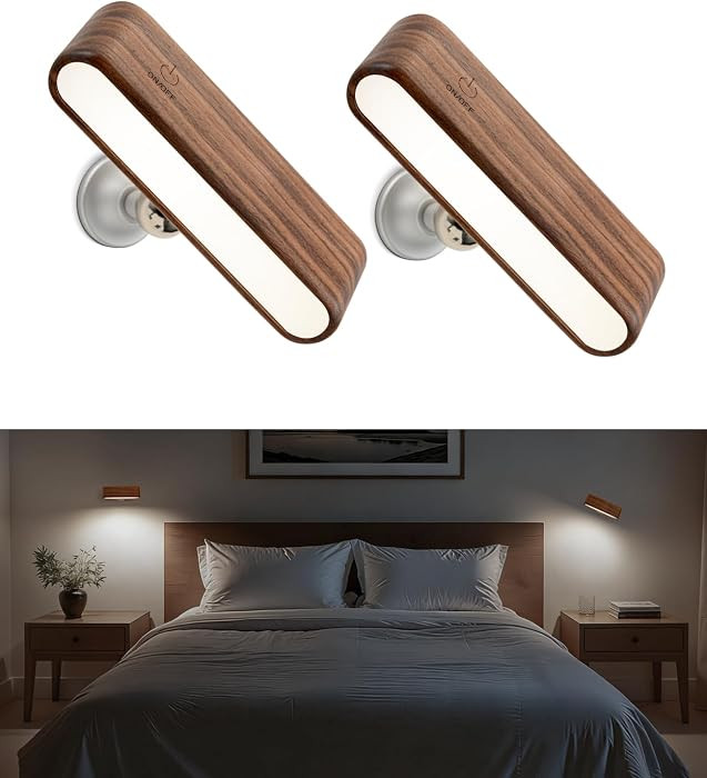 Rechargeable Wall Sconces Set of 2, Reading Light for Bed, Magnetic Lamp | Amazon (US)