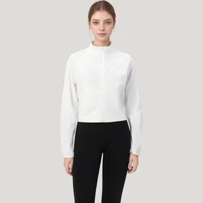 Anna-Kaci Active Women's Lightweight Zip Up Active Jacket with Stand Collar and Slim Fit - Small, White | Target