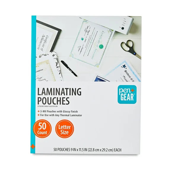 Pen+Gear 5 Mil Laminating Pouches, 9 x 11.5 inches, 20 Count, Clear Finish | Walmart (US)
