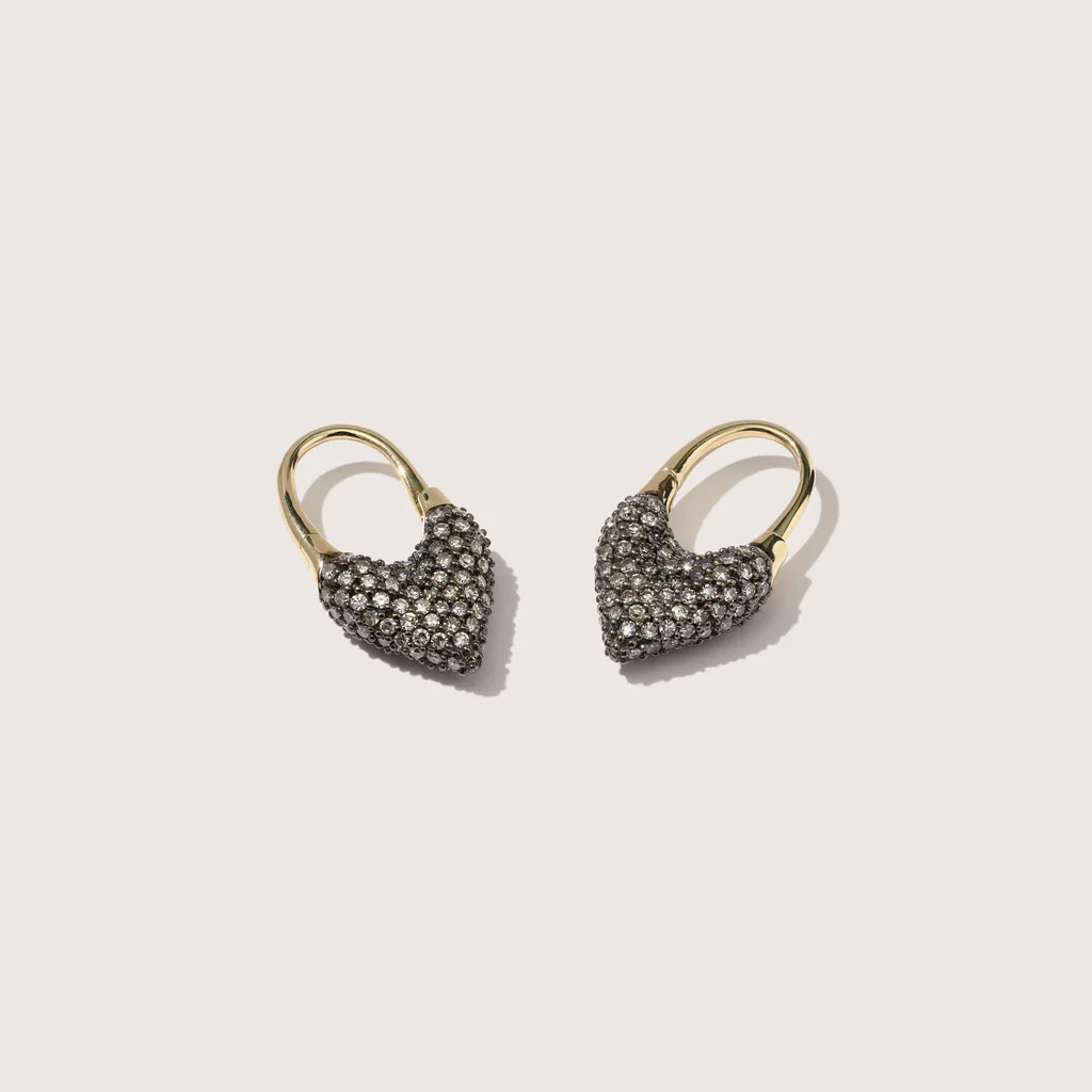 Midnight Diamond Roscida Heart Earrings | Otiumberg
