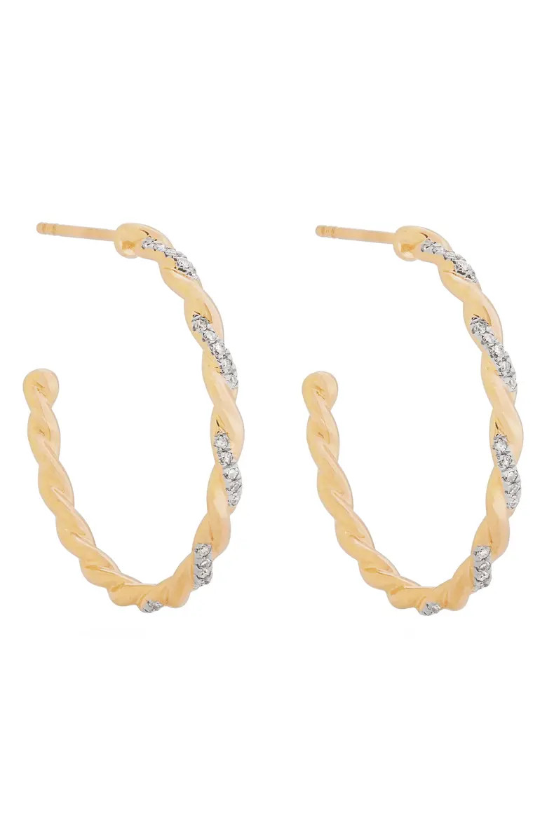 Large Pavé Diamond Twist Hoop Earrings | Nordstrom