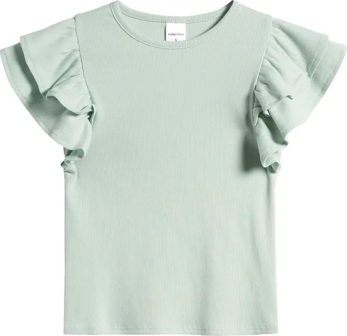 Nordstrom Kids' Flutter Sleeve Rib T-Shirt | Nordstrom | Nordstrom