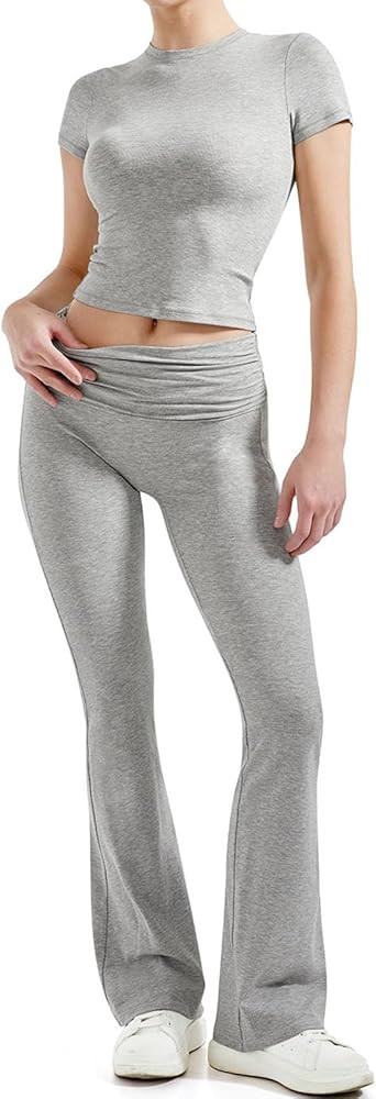 SUUKSESS Women 2 Piece Lounge Sets Going Out Y2K Foldover Pants Matching Pajamas | Amazon (US)