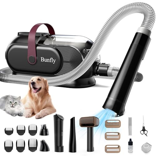 Bunfly Dog Grooming Kit & Dog Hair Vacuum, 3.5L Capacity Pet Grooming Vacuum with 13000kpa Strong Grooming & Vacuum Suction 99% Pet Hair,17 Grooming Tools Shedding Pet Hair, Home Cleaning -Black | Amazon (US)