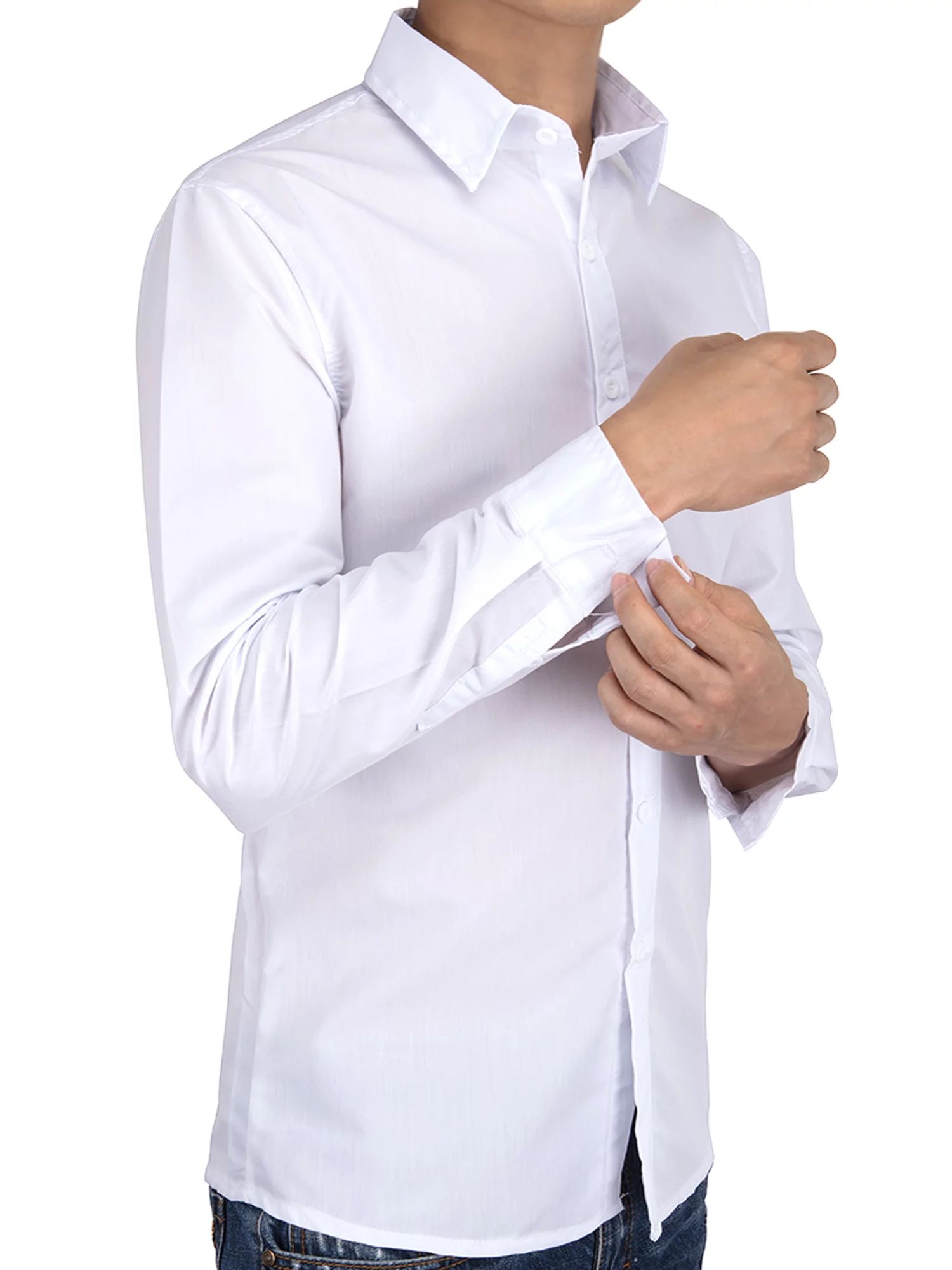 LELINTA Mens Dress Shirts, Oxford Shirt Button Down Solid Custom-Fit Long, Sleeve Casual Shirt-Up... | Walmart (US)