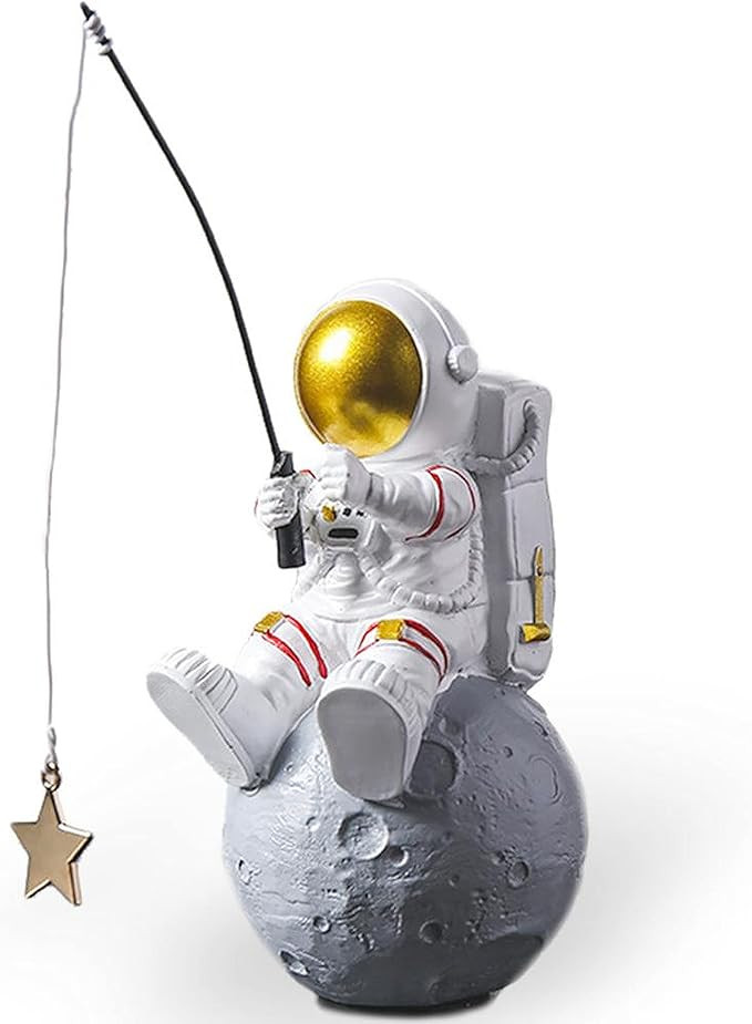 Astronaut Figurine Statue, Astronaut Fishing Star Figure Sculpture for Desktop & Tabletop Decor, ... | Amazon (US)
