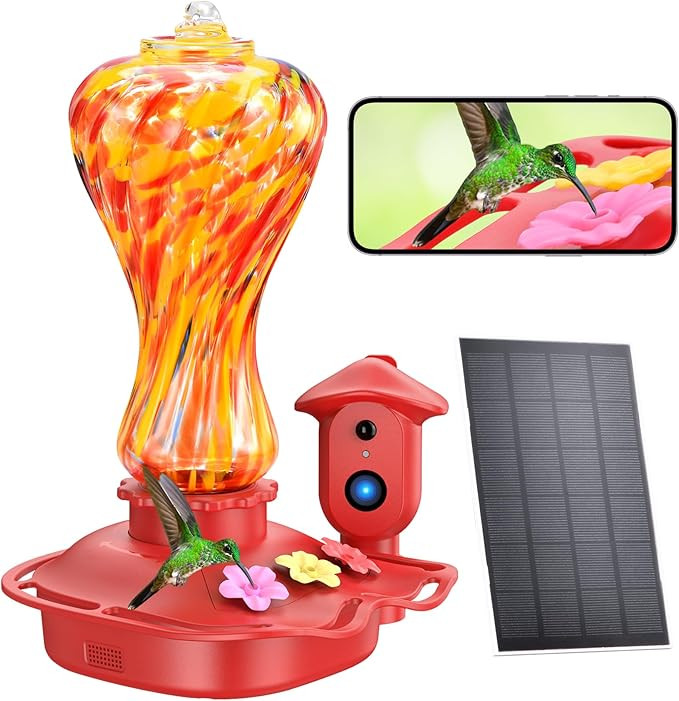 Smart Glass Hummingbird Feeder with Camera, Solar Powered 2K HD Hummingbird Feeders for Outdoors ... | Amazon (US)