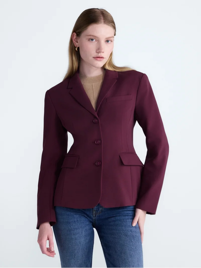 Scoop Women's and Women's Plus Notched Hourglass Blazer, Sizes XS-XXL | Walmart (US)