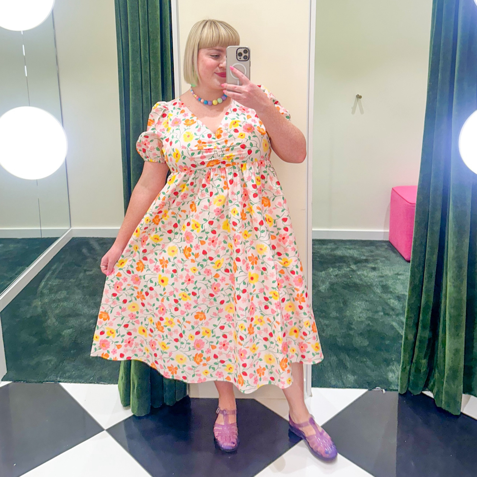 Floral strawberry print dress! HAS POCKETS. I’m wearing size 14! The perfect summer strawberry dress. #cottagecore 

#LTKMidsize #LTKPlusSize