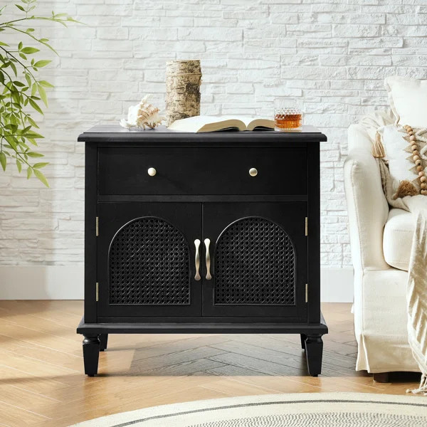 Dyals Traditional 27"Tall Nightstand Design Rattan Cabinet Doors with Built-in Power Outlet and A... | Wayfair North America