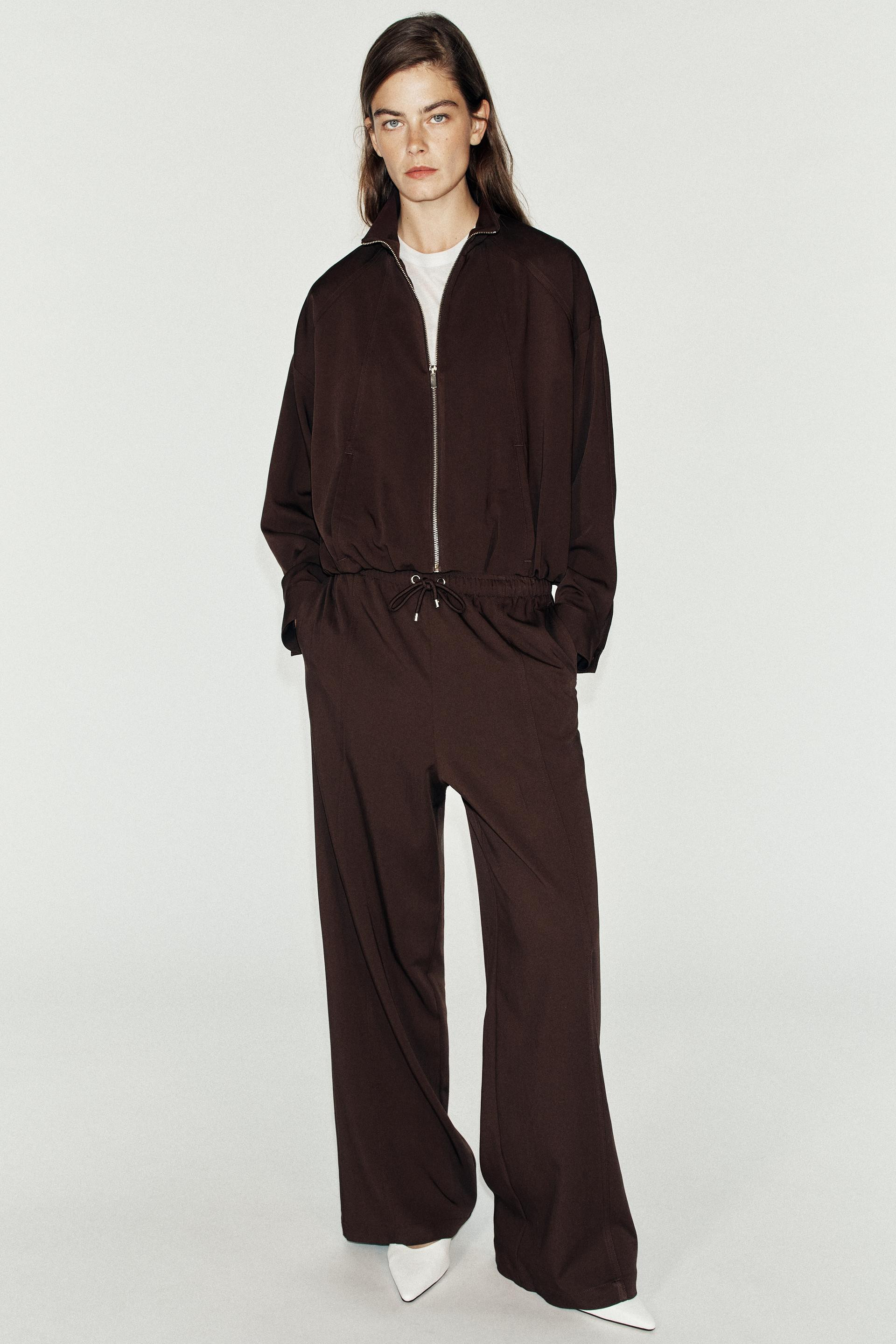 Zara - High Neck Bomber Jacket - Brown - S - Woman | Zara UK