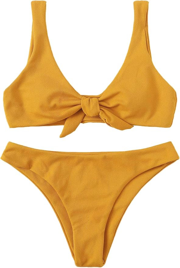 SweatyRocks Women's Sexy Bikini Swimsuit Tie Knot Front Swimwear Set | Amazon (US)