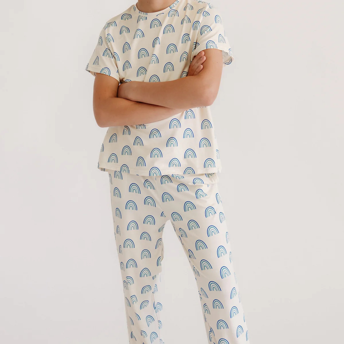 Youth Jogger Set In Blue Rainbows | Silks Design
