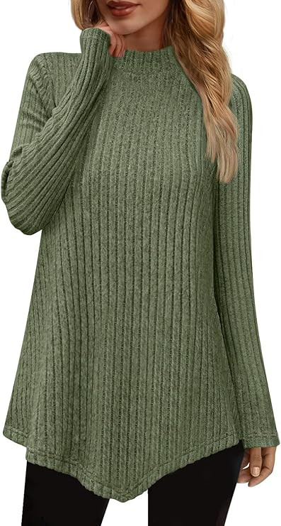 JUSTFASHIONNOW Womens Fall Tunic Tops Long Sleeve Shirts for Women Turtleneck Lightweight Sweater... | Amazon (US)