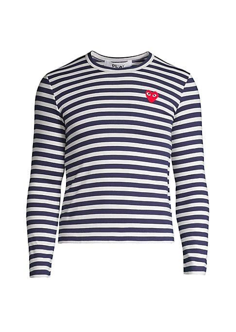 Comme des Garcons Play Women's Long-Sleeve Striped T-Shirt - Navy White - Size Small | Saks Fifth Avenue