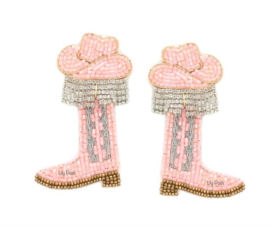 NEW Pink Cowboy Boots Seed Bead Earrings Western Boots | Etsy | Etsy (US)