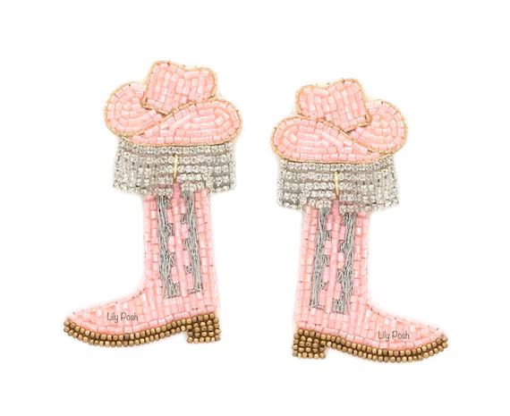 NEW Pink Cowboy Boots Seed Bead Earrings Western Boots | Etsy | Etsy (US)