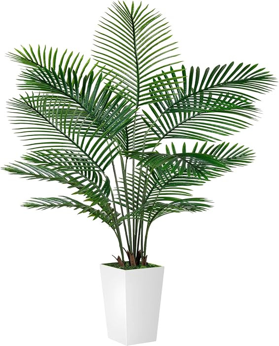 VIVATREES Palm Tree 6FT Artificial, 72in Tall Faux Palm Tree with 15.7 White Planter, Fake Potted... | Amazon (US)