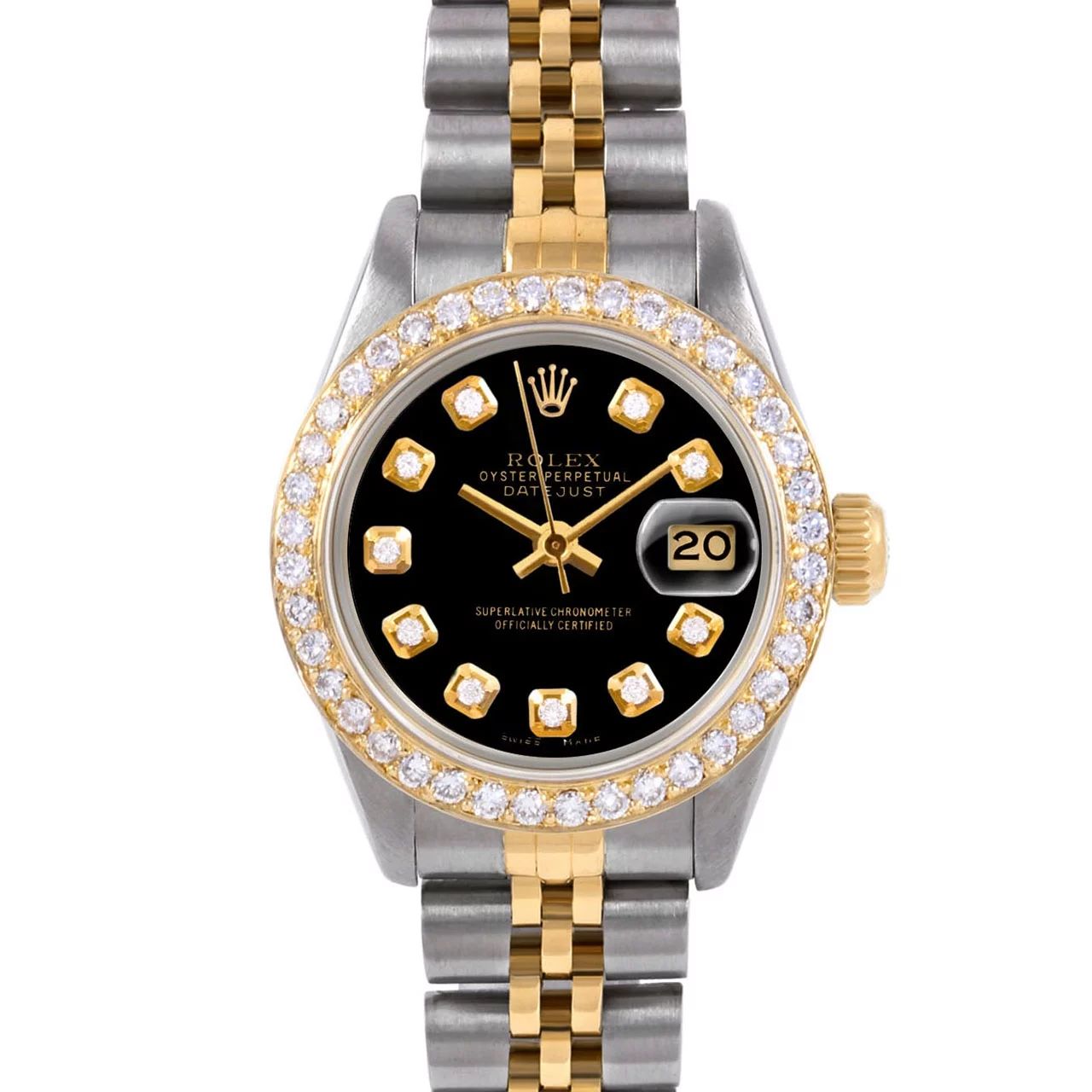 Pre-Owned Rolex 6917 Ladies 26mm Adult Female Datejust Wristwatch Black Diamond (3 Year Warranty) | Walmart (US)