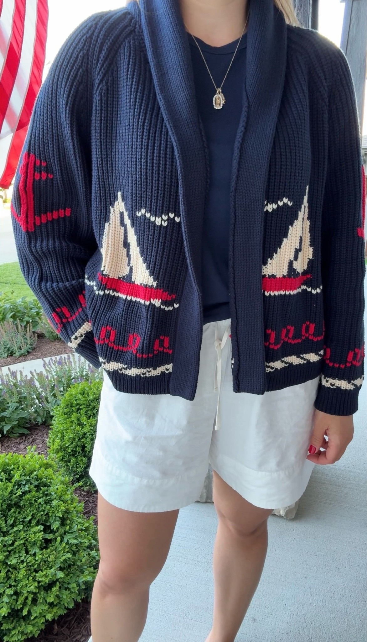 The Great cardigan, The Great sailboat cardigan, white linen shorts, Gap linen shorts, basic tee, basic tshirt, coastal outfit, nautical outfit, east coast summer, red white and blue outfit, summer outfit 

This cardigan is my absolute favorite!😍 I think mine is size 3, love the slightly oversized fit. And these linen shorts are the best! Perfect length and love the cuff hem, makes them look a little more elevated! Wearing M! I have them in just about every color they come in, plus the matching linen shirts to wear them as a set!🤍

#LTKSeasonal #LTKootd