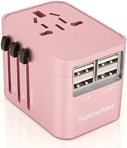 Universal Travel Adapter International All in One Plug (Rose Gold)- w/4 USB Ports Work - 150+ Cou... | Amazon (US)