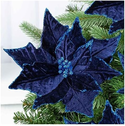 Factory Direct Craft Pack of 4 Artificial Deep Navy Blue Velveteen Poinsettias Holiday Flowers fo... | Amazon (US)