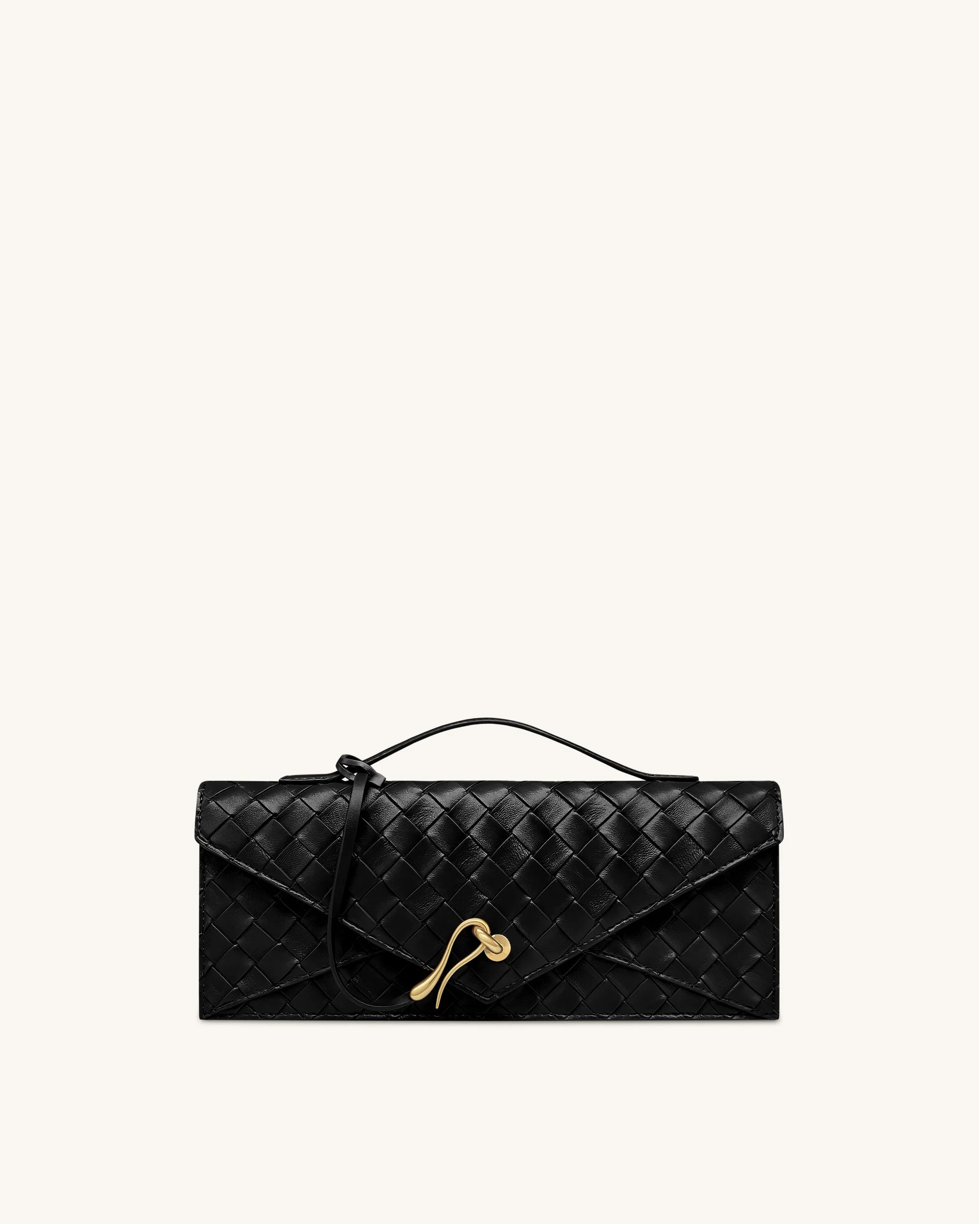 Celeste Woven Textured Envelope Top Handle Bag - Black | JW PEI US