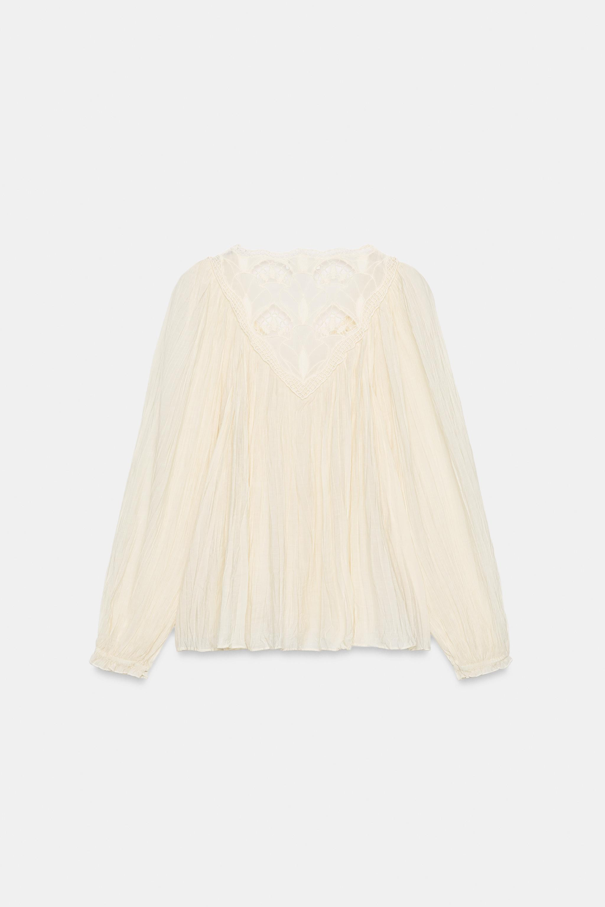 ZW COLLECTION EMBROIDERED CRINKLE BLOUSE | Zara US